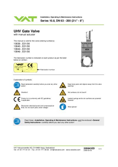VAT 48.1 Extreme High Vacuum All Metal Gate Valve for High Temperatures -  VAT Valves