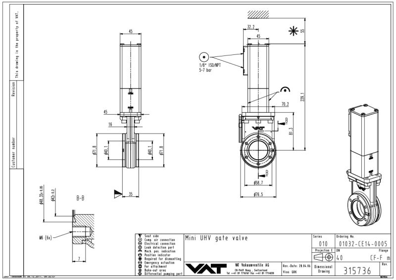 Mini UHV Gate Valve VAT Valves