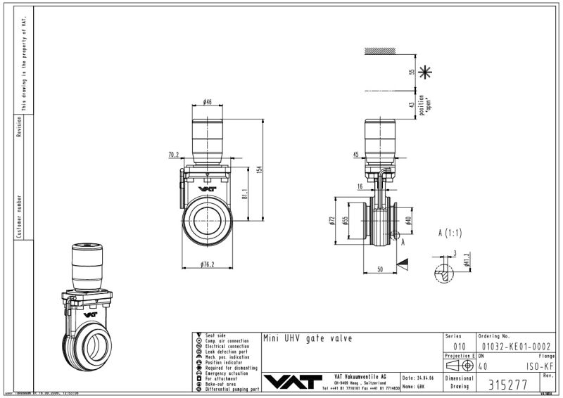 Mini UHV Gate Valve VAT Valves