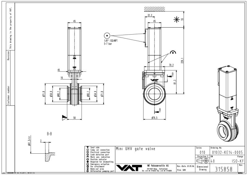 Mini UHV Gate Valve VAT Valves