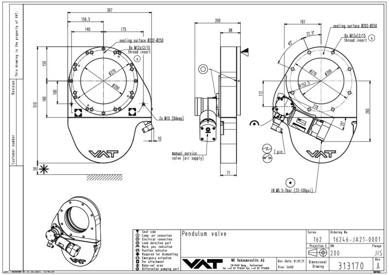 HV Pendulum Isolation Valve VAT Valves