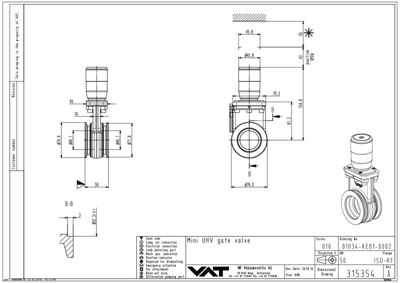 Mini UHV Gate Valve VAT Valves