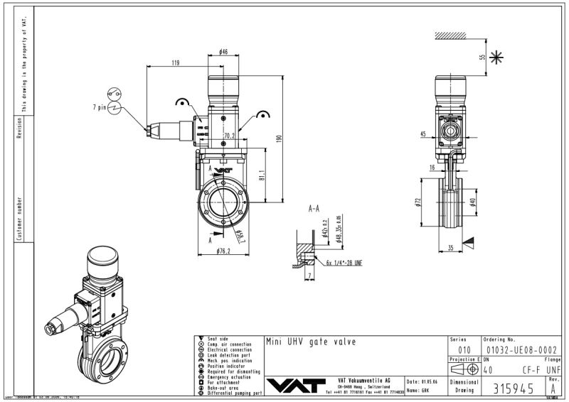 Mini UHV Gate Valve VAT Valves