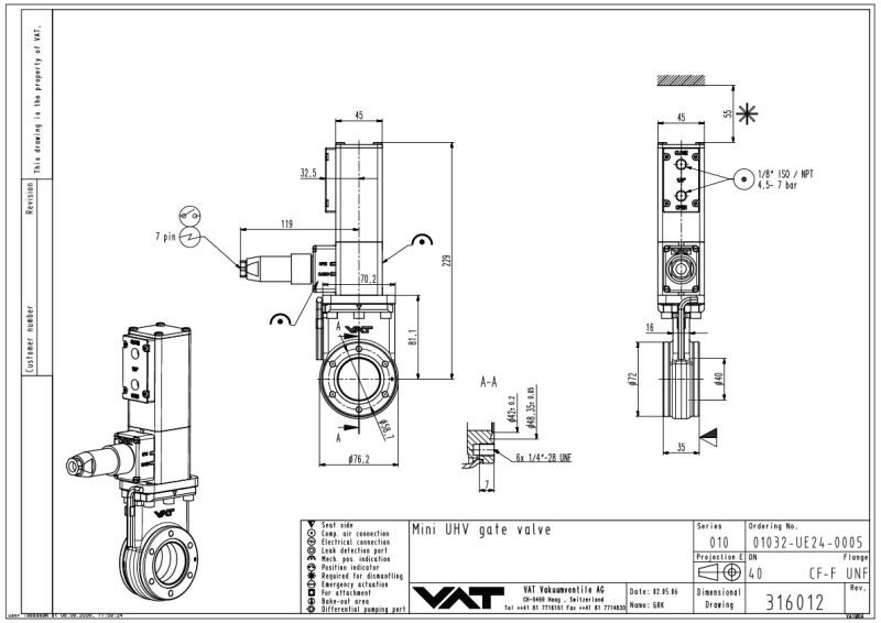 Mini UHV Gate Valve VAT Valves
