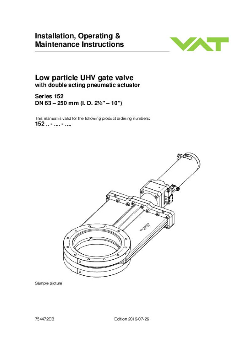 UHV Isolation Gate Valve VAT Valves